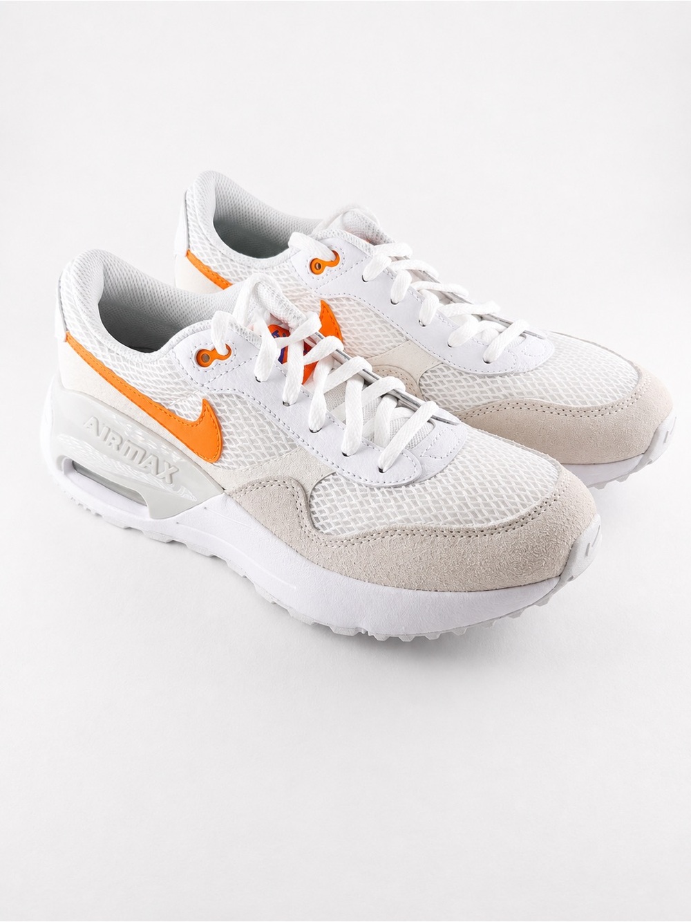 Size 7.5W/6Y- Nike Air Max Systm White and Orange